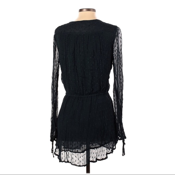 Free People XS Daliah Swiss Dot Deep Black Teal Mini Dress - Picture 5 of 6